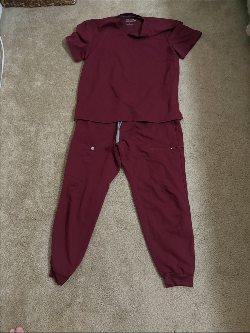 Fabletics Men's Maroon Two-Piece Scrub Set